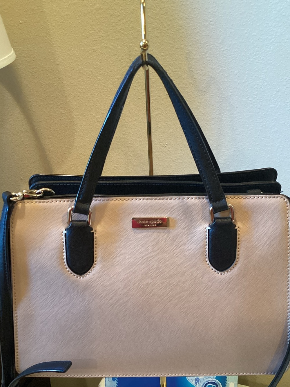 kate spade Blush and Black Double-Handle Satchel